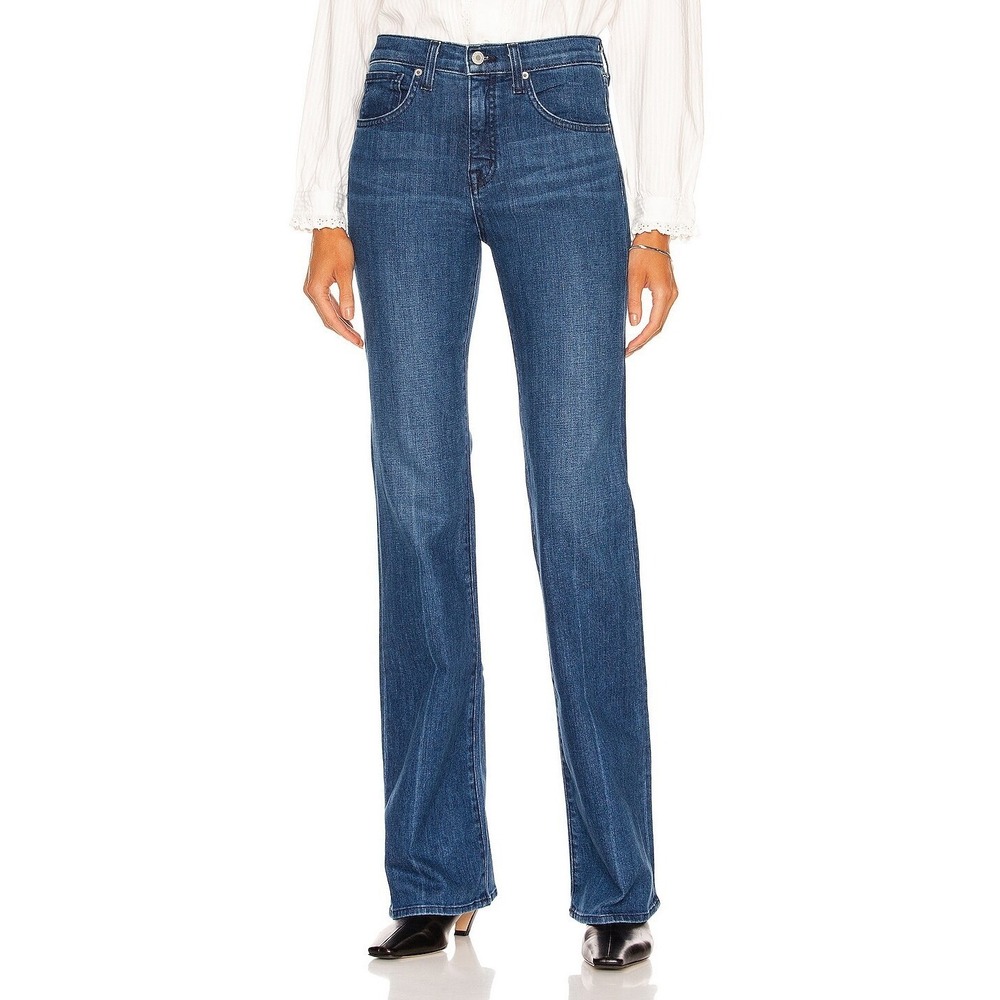 Nili Lotan Celia Bootcut Flare Jeans Size 28 Dark Wash Mid Rise Stretch USA